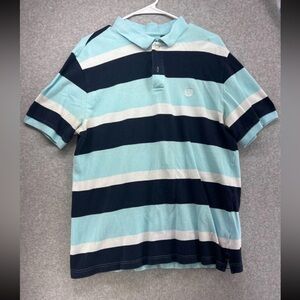 Chaps Aqua and Navy Striped Polo